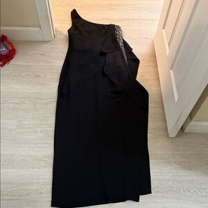 BCBGMaxAzria Black One-Shoulder Dress with Silver Accents